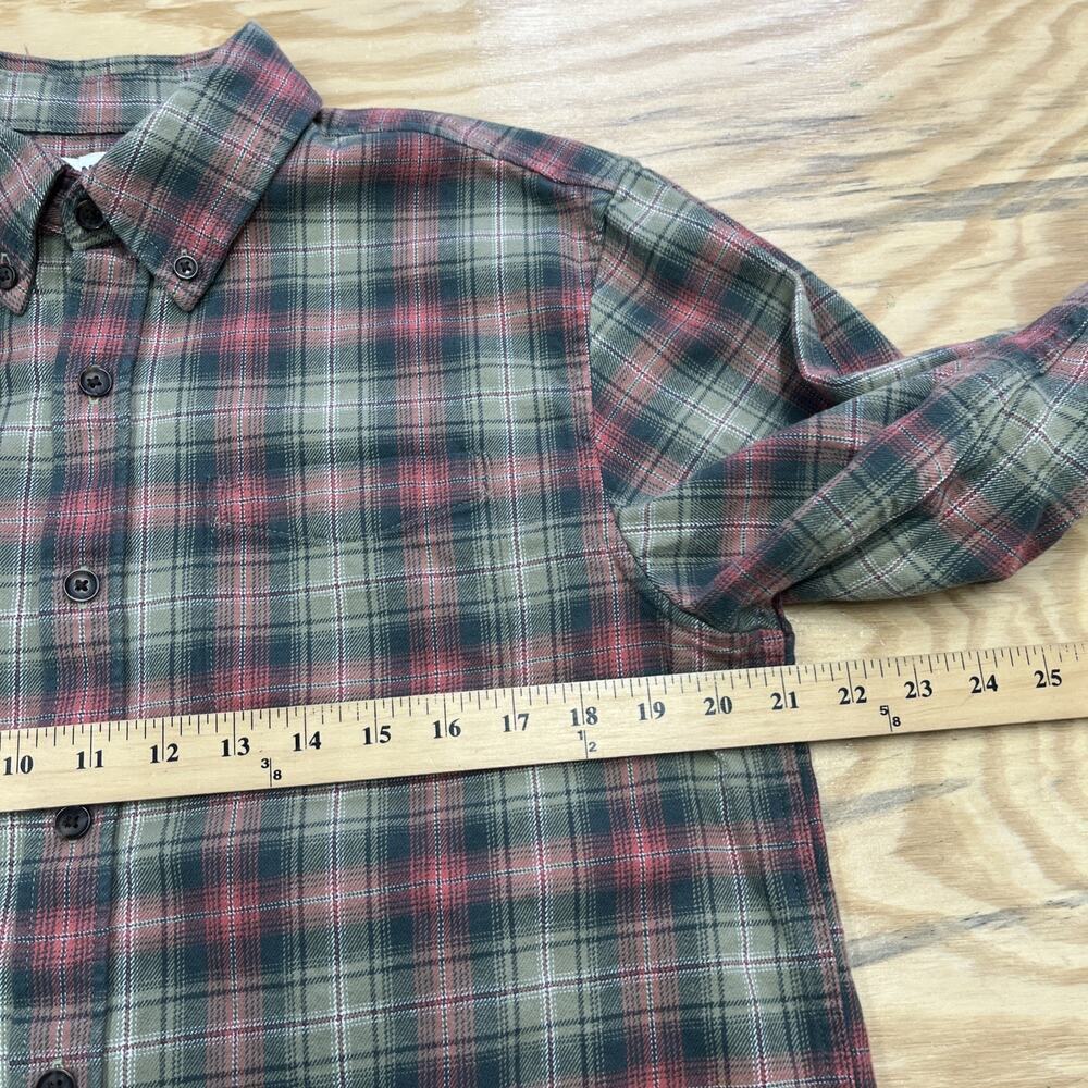 Lands End Mens Plaid Flannel Shirt Traditional Fit Size Medium Green Outdoor - Picture 10 of 12